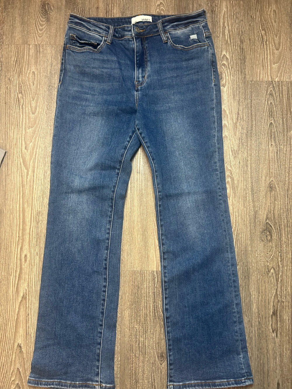 VERVET High Rise Slim Straight Jeans | Stretch Denim Medium Wash 31